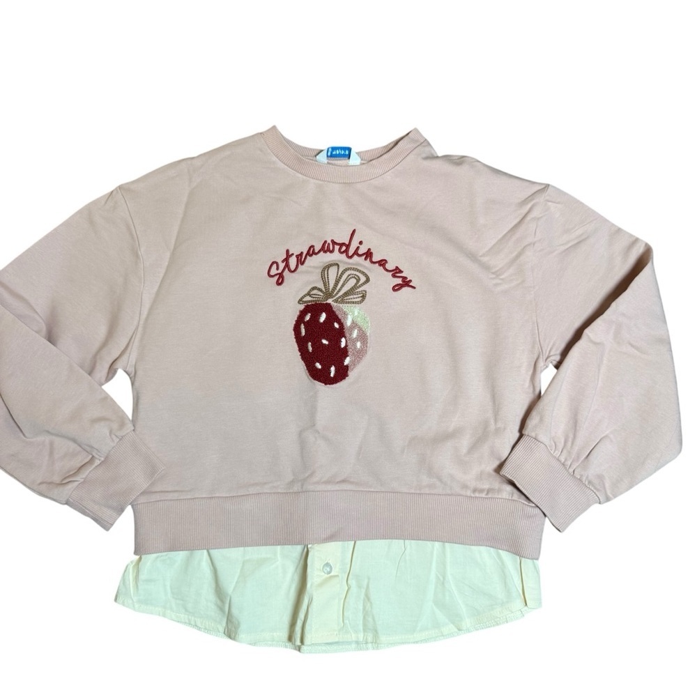 Mayoral Girls Strawberry Sweatshirt Layered Hem Top Size 8 - Picture 2 of 8